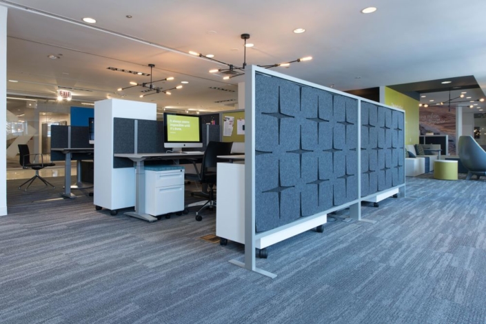 KI brand decorative geometric wall partitions in modern office interior
