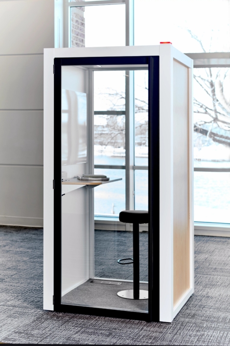 KI laminate and glass office phone booth for privacy within office space