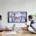 A group of diverse company employees having an online business conference video call in a board meeting room.